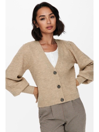 Jacqueline de Yong Vest JDYDREA L/S SHORT CARDIGAN KNT NOOS 15223312 Simply Taupe/MELANGE