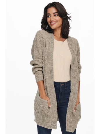 Jacqueline de Yong Vest JDYMIGGY MEGAN L/S CARDIGAN KNT NOO 15211483 Cement/W. BLACK PLY