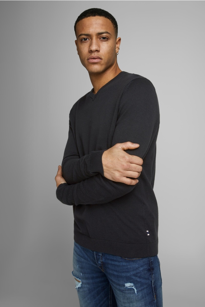 JJEBASIC KNIT V-NECK NOOS 12137194 Black