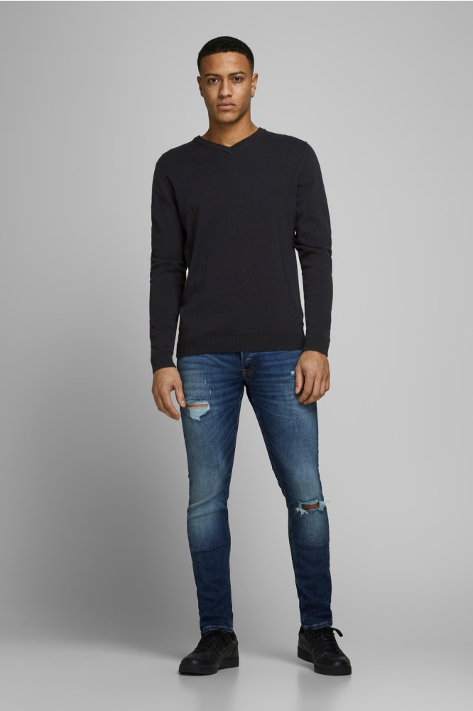 JJEBASIC KNIT V-NECK NOOS 12137194 Black