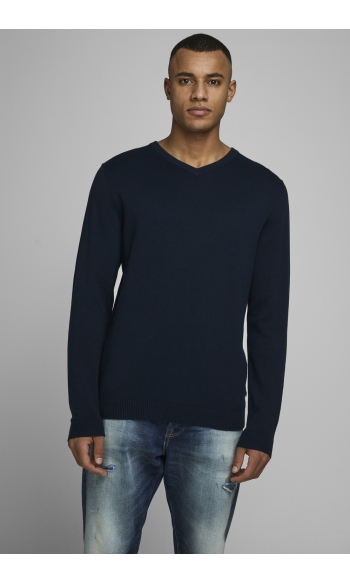 JJEBASIC KNIT V-NECK NOOS 12137194 Navy Blazer