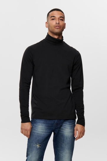 Only & Sons ONSMICHAN SLIM LS ROLLNECK TEE NOOS 22014946 BLACK