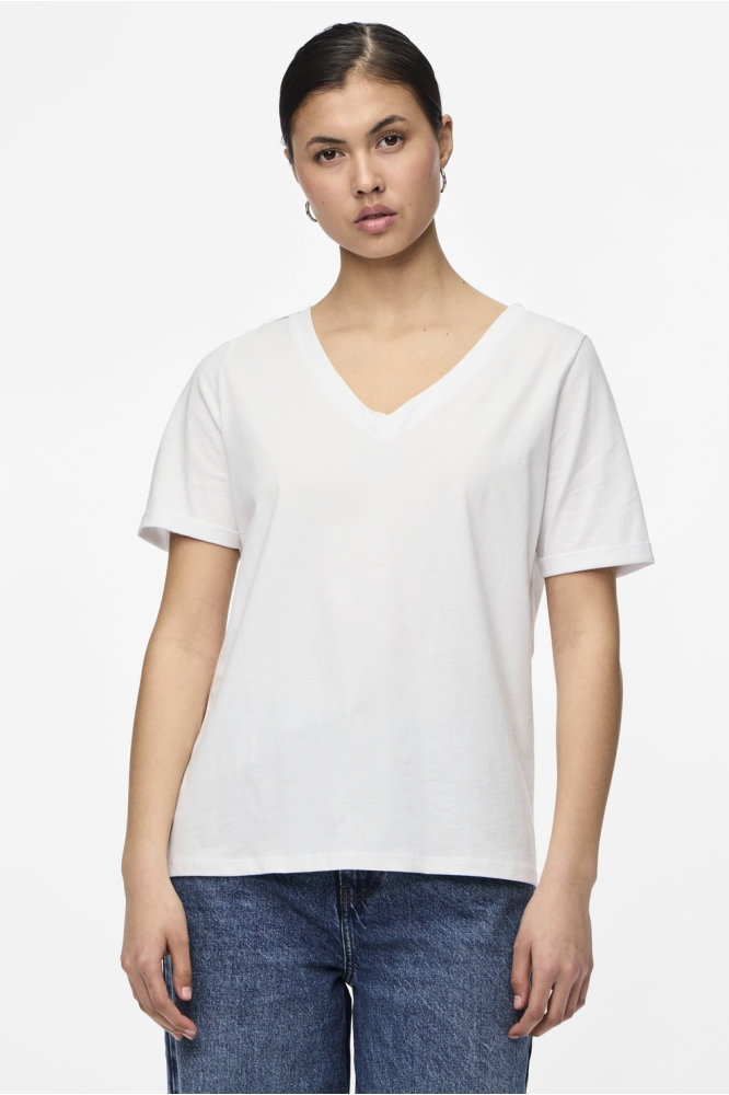 PCRIA SS V-NECK SOLID TEE NOOS BC 17120455 Bright White