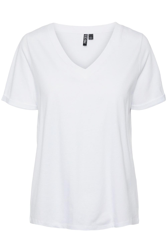 PCRIA SS V-NECK SOLID TEE NOOS BC 17120455 Bright White