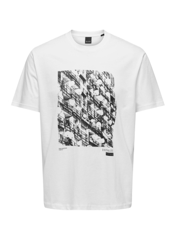 Only & Sons T-shirt ONSHECTOR REG PHOTOPRINT SS TEE 22024742 BRIGHT WHITE