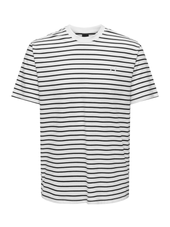 Only & Sons T-shirt ONSHENRY REG STRIPE SS TEE NOOS 22024741 Bright White