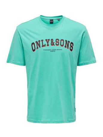 Only & Sons T-shirt ONSCRUYFF REG SS LOGO TEE CS 22026119 BRIGHT AQUA