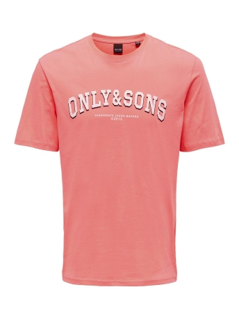 Only & Sons T-shirt ONSCRUYFF REG SS LOGO TEE CS 22026119 FIERY CORAL