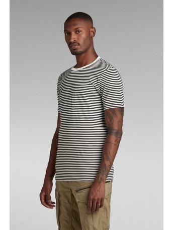 G-Star RAW T-shirt STRIPE SLIM D22778 C339 D952 Milk/Cloack