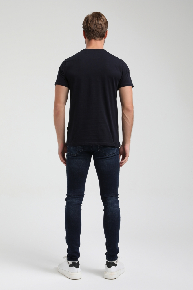 Gabbiano blauwe heren t-shirt | Model achteraanzicht