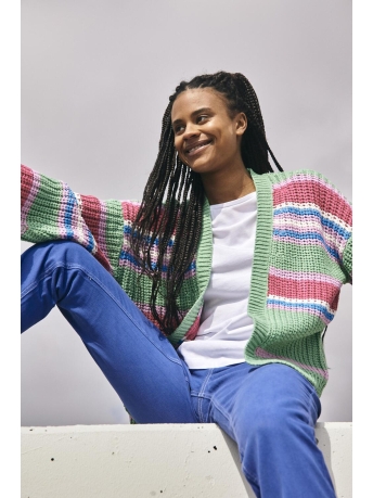 Noisy may Vest NMBARLEY L/S OPEN KNIT CARDIGAN DD 27024604 ABSINTHE GREEN/ORCHID P