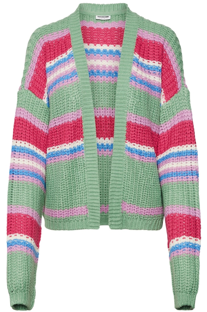 NMBARLEY L/S OPEN KNIT CARDIGAN DD 27024604 ABSINTHE GREEN/ORCHID P