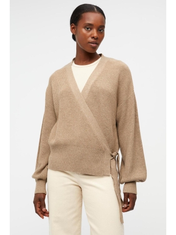 Object Vest OBJMALENA L/S WRAP CARDIGAN NOOS 23039236 FOSSIL/MELANGE
