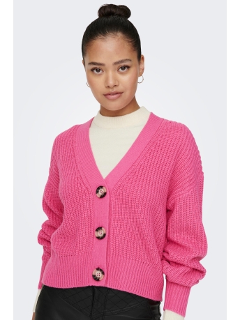 Jacqueline de Yong Vest JDYJUSTY L/S SHORT CARDIGAN KNT NOO 15200418 SHOCKING PINK