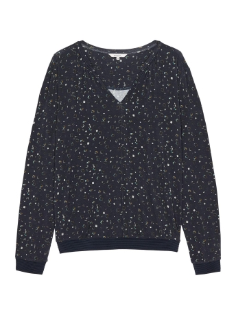 Sandwich T-shirt TOP MET PRINT EN FLUWELEN DETAILS 21102047 40153