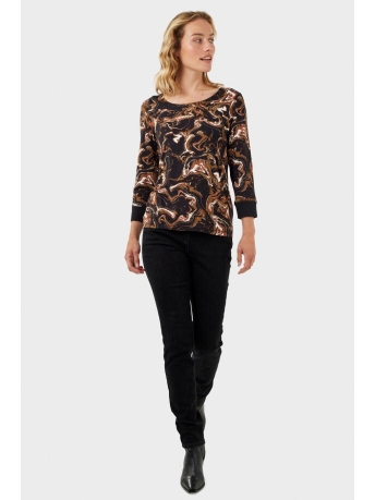 Sandwich T-shirt TOP MET 3 4 MOUWEN EN ALLOVER PRINT 21102051 80041