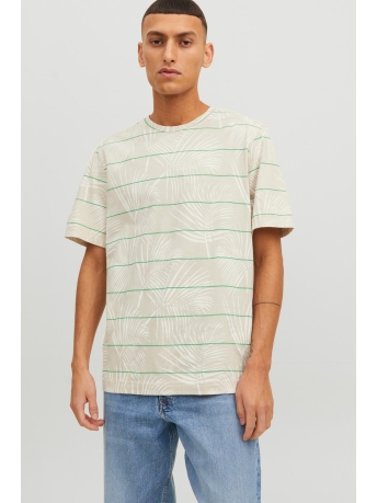 Jack & Jones T-shirt JORPALMA AOP STRIPE TEE SS CREW NEC 12235191 BRIGHT WHITE