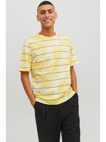 Jack & Jones T-shirt JORPALMA AOP STRIPE TEE SS CREW NEC 12235191 TRANSPARENT YELLOW