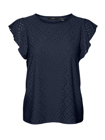 Vero Moda T-shirt VMTASSA SL FRILL TOP NOOS 10286067 NAVY BLAZER