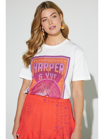Harper & Yve T-shirt SUMMERTOUR SS SS23F313 202 ecru purple
