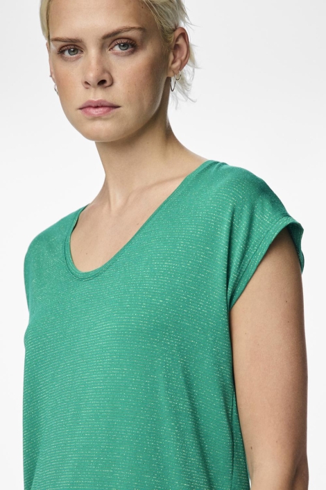 Pieces groene dames t-shirt | Close up