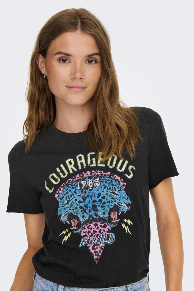 ONLLUCKY REG S/S SPIRIT TOP BOX JRS 15301667 BLACK/ COURAGEOUS