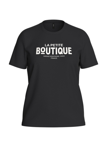 Only T-shirt ONLCAROLE REG S/S FRENCH TOP BOX JR 15301676 BLACK/PETITE