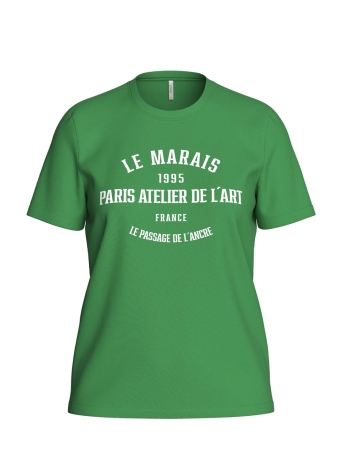 Only T-shirt ONLCAROLE REG S/S FRENCH TOP BOX JR 15301676 ISLAND GREEN Marais