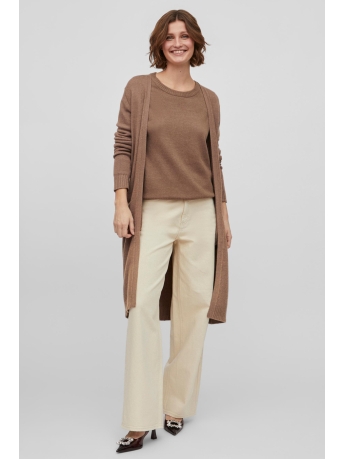 Vila Vest VIRIL LONG L/S KNIT CARDIGAN - NOO 14042770 Walnut/DARK MELANGE
