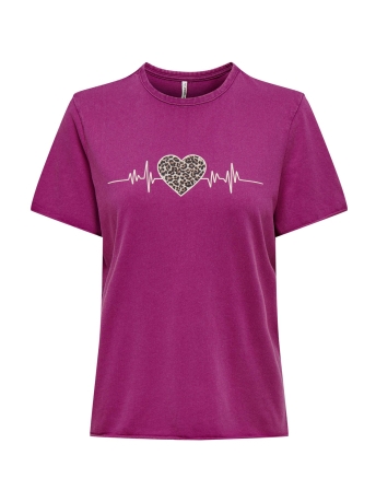 Only T-shirt ONLJESSIE S/S CS TOP 15280509 CLOVER/LEO HEART