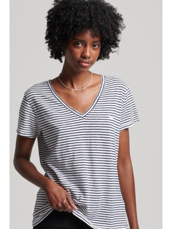 Superdry T-shirt STUDIOS SLUB EMB VEE TEE W1011181A NAVY OPTIC STRIPE