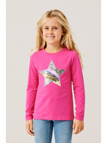 Name It T-shirt NKFBISTAR LS TOP NOOS 13212466 Pink Yarrow