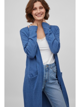 Vila Vest VIRIL LONG L/S  KNIT CARDIGAN - NOO 14042770 Federal Blue/DARK MELANGE