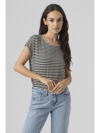 Vero Moda T-shirt VMAVA PLAIN SS TOP STRIPE GA JRS  N 10284469 BLACK