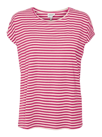 Vero Moda T-shirt VMAVA PLAIN SS TOP STRIPE GA JRS  N 10284469 PINK YARROW/Pristine