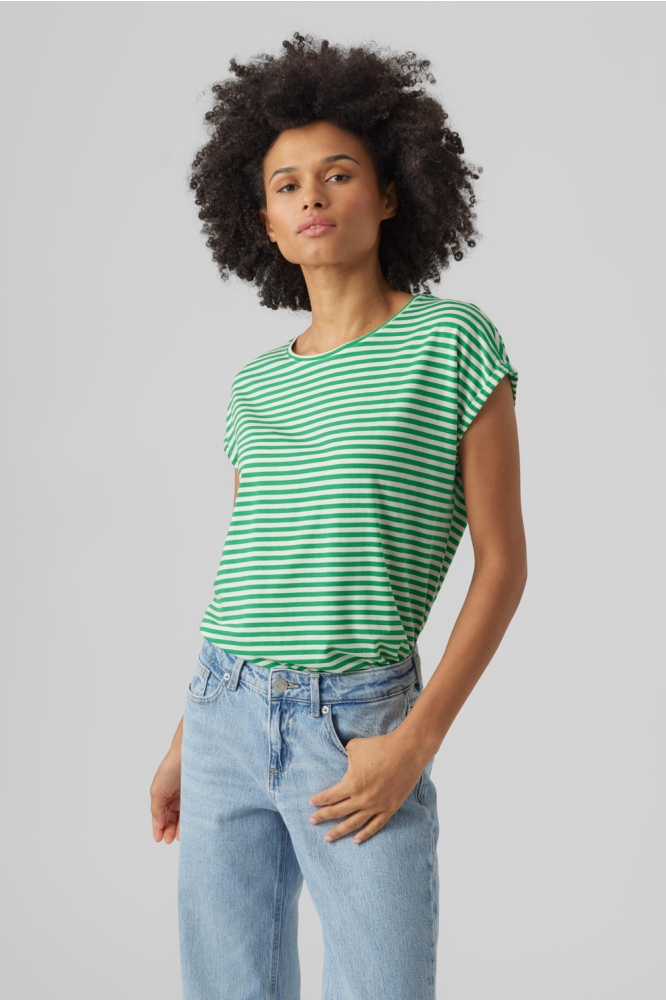 VMAVA PLAIN SS TOP STRIPE GA JRS  N 10284469 BRIGHT GREEN