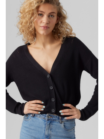 Vero Moda Vest VMNEWLEXSUN LS SHORT V-NECK CAR GA 10281878 BLACK