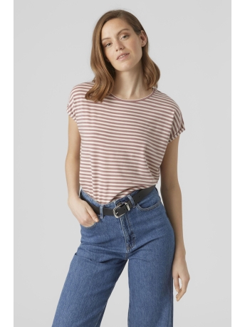 Vero Moda T-shirt VMAVA PLAIN SS TOP STRIPE GA JRS  N 10284469 Nostalgia Rose/PRISTINE