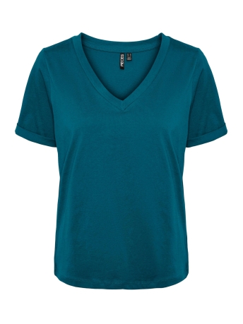 Pieces T-shirt PCRIA SS V-NECK SOLID TEE NOOS BC 17120455 DEEP LAGOON