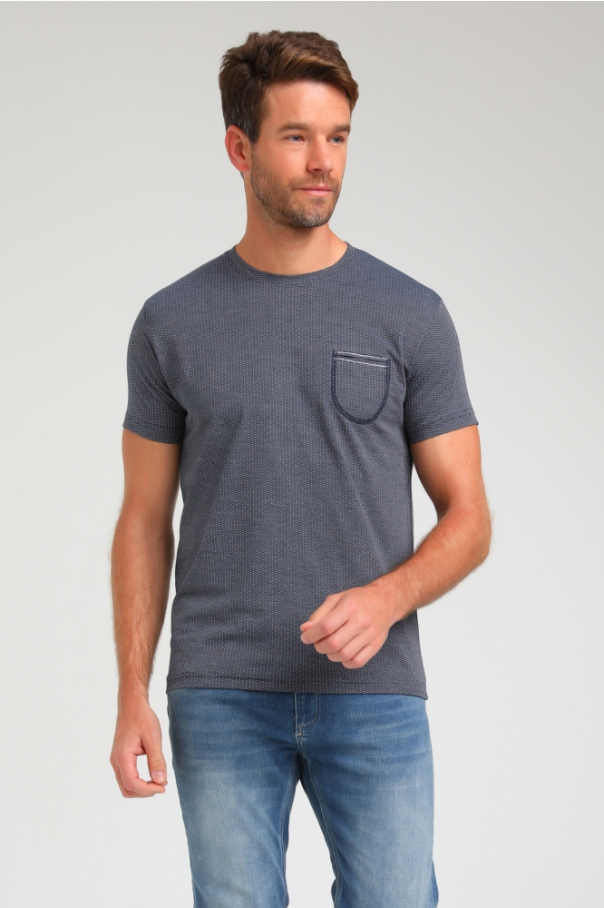 TONALE T SHIRT MET STIKSELS 153551 301 Navy