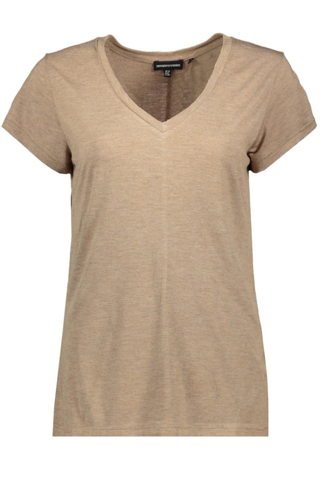 STUDIOS SLUB VEE NECK TEE W1011077A TAN METALLIC