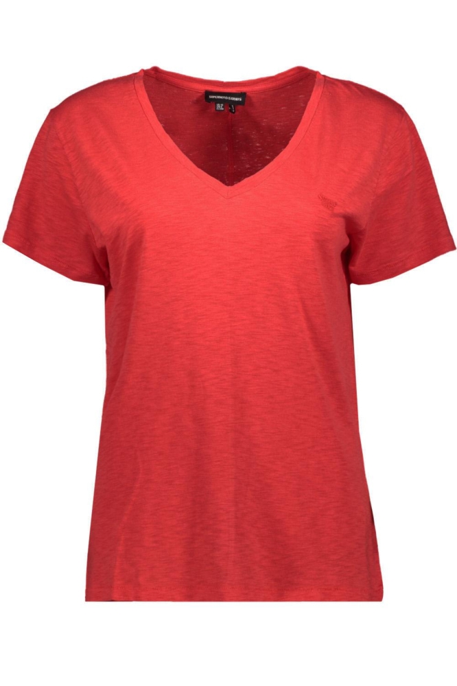 STUDIOS SLUB EMB VEE TEE W1011181A SODA POP RED