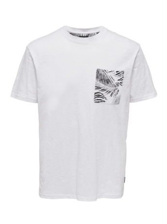 Only & Sons T-shirt ONSPERRY LIFE REG LEAF SS POCKETTEE 22025286 BRIGHT WHITE