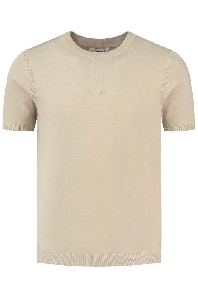 KNITTED T SHIRT WITH SMALL LOGO ON CHEST 23010802 46 SAND