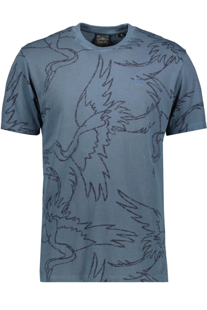 VINTAGE OD PRINTED TEE M1011571A BLUE BOTTLE OVERDYE