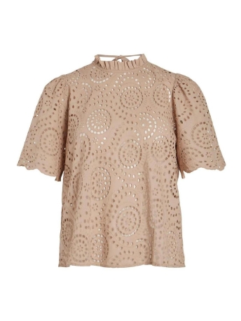 Rouge Vila T-shirt VISOFFY S/S SLEEVE TOP 14086013 SIMPLY TAUPE