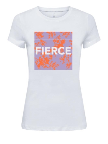 Only T-shirt ONLLELA S/S TEE BOX JRS 15303704 CLOUD DANCER/FIRECE
