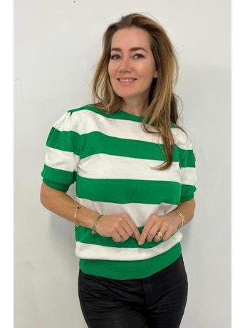 Soul Touch Trui TOP KORTE MOUW STREPEN 9391 GREEN