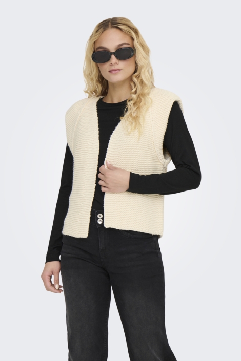 Only beige dames gilet | Model vooraanzicht