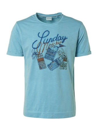 NO-EXCESS T-shirt T SHIRT CREWNECK PRINT GARMENT DYED 19350373 128 LIGHT AQUA